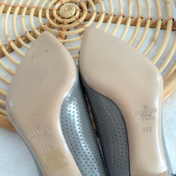 Valentino Perforated Pumps Heels In Purple Gray Leather Pointed Toe - Picture 10 of 12